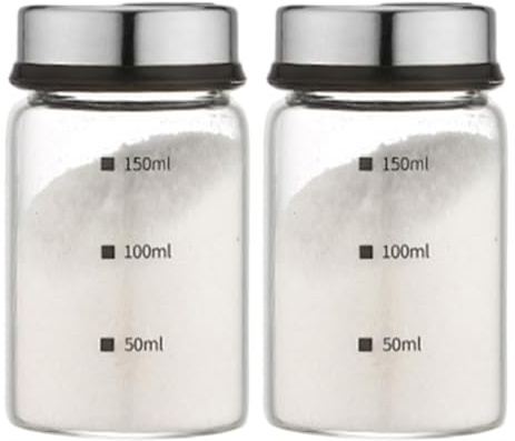 2 pièces grandes salières et poivrières avec trous de versement réglables salière et poivrière en verre transparent de 150 ml avec couvercle en acier inoxydable pour la cuisine à domicile, shaker