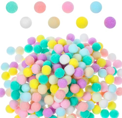 Larrel 200 pompon colorati per fai da te, 15 mm, mini pompon colorati, palline in feltro, piccoli pon per fai da te, decorazioni per Natale, Pasqua, bambini