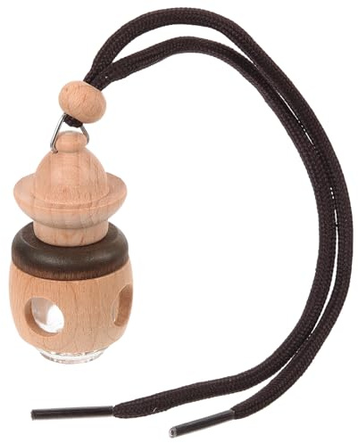 ibasenice Botella Difusora de Perfume para Coche Colgante de Madera y Vidrio, Purificación de Aire y Diseño Transparente para Decoración y Conducción