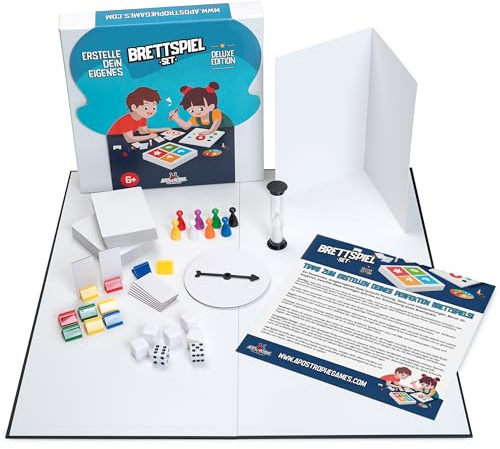 Deluxe skapa ditt eget spel kit, DIY kit med tillbehör, Tysk Version | Få dina speltips till liv med allt som behövs för att skapa ett anpassat brädspel från grunden