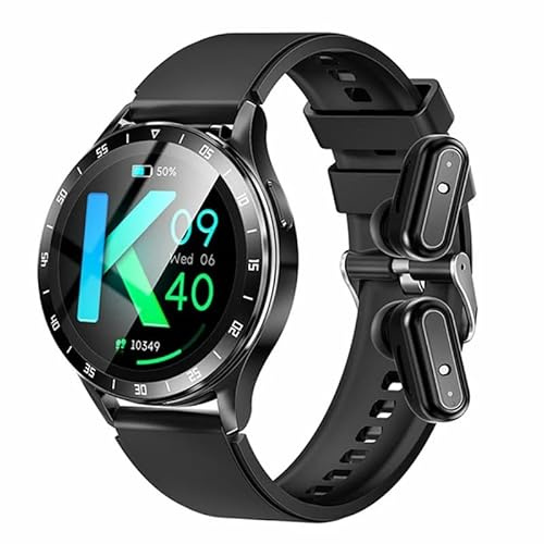 XINDADA X10 TWS Montre connectée sans fil Bluetooth 2 en 1 avec écouteurs, pression artérielle, fréquence cardiaque Noir