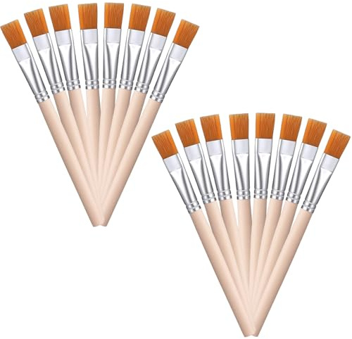 16 Pcs Small Paint Brushes Craft, Flat Paint Brush Small Paintbrush and Thin Paints Brushes Wooden Handle, Mini Paints Brush for Decorating Suitable for Beginners in Painting