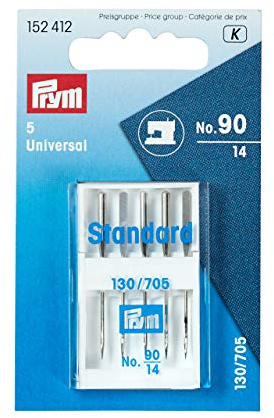 Prym 152412 Nähmaschinennadeln 130/705 Standard, silberfarbig, No. 90