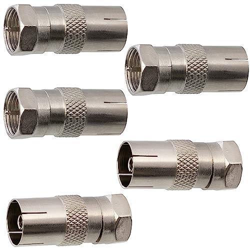Aerzetix - 5 x connettore/presa maschio-femmina spina adattatore per antenna TV, 9,5 mm .