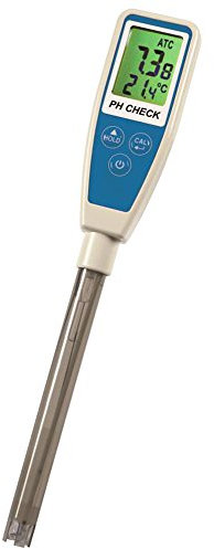 TFA Dostmann Check pH Messgerät ATC Wasserqualitätskontrolle, HOLD-Funktion, ph-Wert, Temperatur, inkl Behälter mit Aufbewahrungslösung für Elektrode, 31.3001.06, silber, L 225 x B 35 x H 20 mm