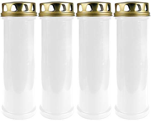 HS Candle Grabkerze 4er Pack in Weiß mit ca. 100h Brenndauer