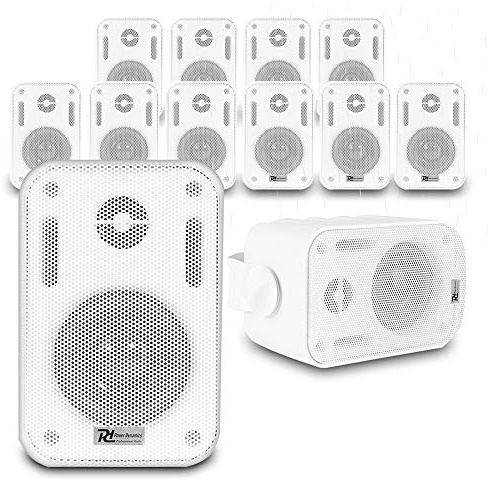 Power Dynamics PD BC30V 3 Inch Wall Speaker Set – Weatherproof Outdoor Speakers, Garden Terrace Background Music System, IPX5 Aluminium Grilles, 100V or 8 Ohm, White, Set of 12 Speakers