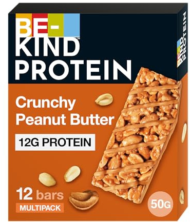 BE-KIND Protein-Riegel Crunchy Peanut Butter glutenfrei 12 x 50g | Proteinreicher Nussriegel mit knackiger Erdnussbutter — glutenfreier Snack fürs Training, Büro oder unterwegs