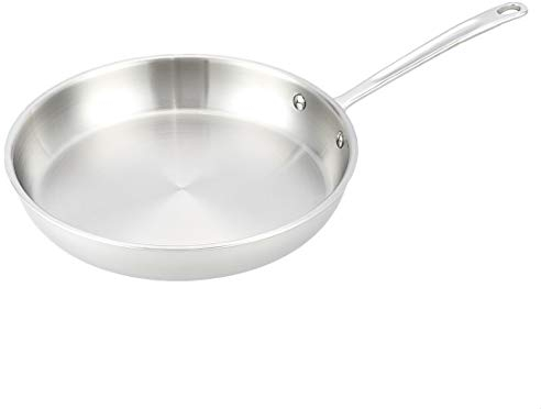 Amazon Basics Padella a tre strati in acciaio inossidabile, 30 cm, manico resistente al calore, argento (precedentemente marchio AmazonCommercial)