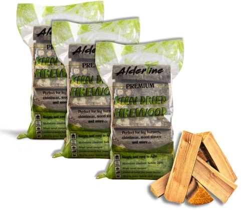 Alderline Kiln Dried Firewood Logs for Fireplace, Firepit, Chiminea, Campfires, Pizza Ovens and More, 25cm