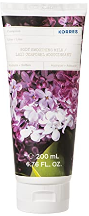 KORRES LILAC latte corpo levigante con aloe vera, crema nutriente per la pelle con fragranza floreale, vegana, dermatologicamente testata, priva di siliconi e parabeni, 200 ml