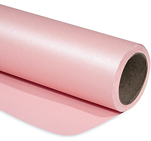 RUSPEPA Carta Da Regalo Opaca Rosa - Mini Rotolo - Tinta Unita Perlata - Carta Lucida Perfetta Per Matrimoni, Compleanni, Natale, Baby Shower - 43.2 cm X 10 m