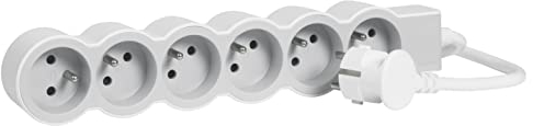 LEGRAND | Extensión multitoma extraplana, 6 Tomas 2P+T, de 1 a 90°, Cable de 1,5 m, Blanco y Gris Claro, Uso Interior con diseño Minimalista