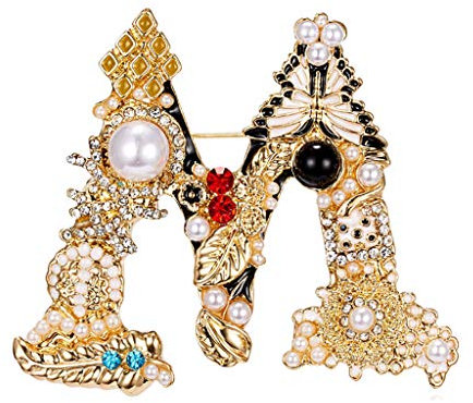 YO-HAPPY Barock Perle Strass Englisch Buchstaben Brosche Kristall Alphabet Anstecknadel Damen