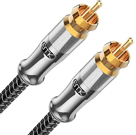 EMK 1.5Ft RCA to RCA Subwoofer Cable - 24K Gold-Plated, Nylon Braided RCA Audio Cable, Double Shielded Digital Coaxial Cable for Premium Home Theater & Hi-Fi Systems
