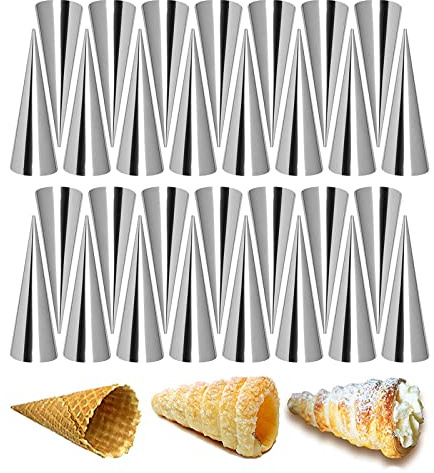 RoseFlower 30pcs Non-Stick Cream Horn Cones Tubes Stainless Steel Conical Croissant Pastry Baking Moulds Set, Cannoli Form Roll Mold Corner Shaper for Christmas Anniversary and Daily Use #1