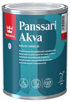 TIKKURILA Panssari Akva - Semi Matt, Acrylic Paint For Metal And UPVC - 1 Litre