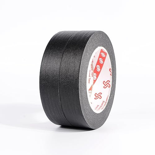 TopHomer Kreppband Malerkrepp 50 m*20 mm Farbiges Abdeckband Abklebeband Klebeband Dekobänder für Kunst, Handwerk, Malerarbeiten, Renovieren und Dekoration [Schwarz 2 Stück]