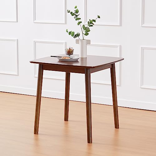Livinia Aslan Table de salle à manger carrée en bois de chêne malaisien/petit bureau de cuisine en bois massif Noyer 75 cm