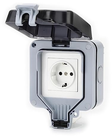 Gearmax 1 Pezzi Prese Esterne Presa Impermeabile,Presa Elettrica Esterno, Resistente alle Intemperie Antipolvere Presa Commutata per Giardino Esterno, Applicazioni Commerciali e Garage
