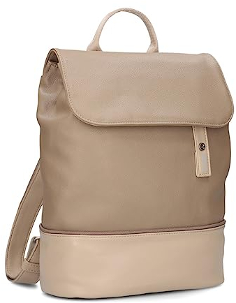 Zwei Damen City-Rucksack Jana JR13 Damenrucksack 7 Liter, sportlich-eleganter Look bicolor, DIN-A4 Größe, weiches Kunstleder, Rückenpolsterung, Hauptfach mit Reißverschluss (hazel)