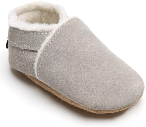IceUnicorn Scarpe Primi Passi Bimba Bimbo Invernali Scarpine Primi Passi Bambina Scarpine in Pelle Bambino Calda Fodera Pantofole Bambini(Grigio Peluche, 2-3 Jahre)