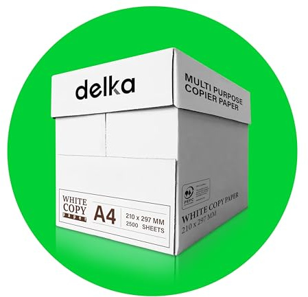 delka Multi-Purpose A4 Printer Paper, 75gsm A4 Paper, 5 Reams, 2500 Count, White (Pack of 5)
