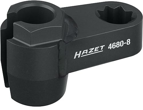 HAZET Abgassonden Einsatz 4680-8, 1/2 Zoll (12,5 mm) Doppel-Vierkant | Antrieb 1/2 Zoll (12,5 mm) Doppel-Vierkant hohl, Abtrieb Außenprofil Sechskant, Chrom-Vanadium, phosphatiert, geölt, SW 17 mm
