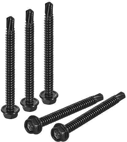 QUARKZMAN 30 Stück Blechschrauben Selbstschneidend #14 x 3 Sechskant Unterlegscheibe Kopf Bohrschrauben 410 Edelstahl Blatt Metall Selbstbohrende Schrauben für Metall Holz Schwarz