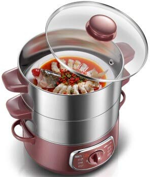 LaMaMe Vaporera eléctrica de Acero Inoxidable de Doble Capa, vaporera eléctrica automática, Olla Caliente Regular retorcida de 90 Minutos