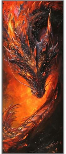 Diamond Painting Feuer Drache Diamond Painting Erwachsene 5D Diamant Painting Bilder Erwachsene Kinder, DIY Diamond Painting Set Strass Stickerei Malerei für Home Wand Dekor Geschenke 180x60cm -585BD