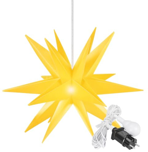 OVILUM Leuchtstern 3D XXL mit LED Beleuchtung | gelb | |Ø 100cm | Stern mit 18 Spitzen | wetterfest | Garten Deko, Wohnzimmer, Weihnachtsdeko | Weihnachtsstern | mit Timer | 7,5m Kabel