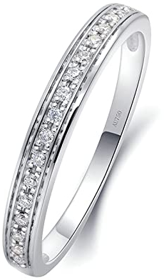 Beydodo Trauringe Damen 585 Echtgold, Ring Personalisiert Schmal mit 0.88ct Diamant Bandring Verlobungsringe Hochzeit Ringe Frauen Nickelfrei Gr.48