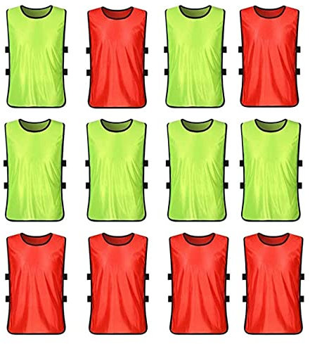 SerendipitousWhisper 12 er Pack Westen fürs Teamtraining,Fußball Scrimmage Trainingswesten Shirt Home Alternate Player Jersey Lätzchen Für Teamsportbedarf - Fußballtraining