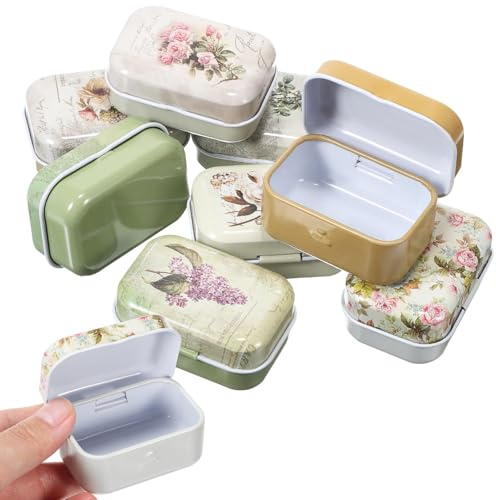WATIIFUFU 8stücke Teiliges Vintage Blechdosen Mit Deckel Schmuckaufbewahrungsbox Mit Blumenmuster Dekorative Organizer Für Kleine Gegenstände Robust Und Vielseitig