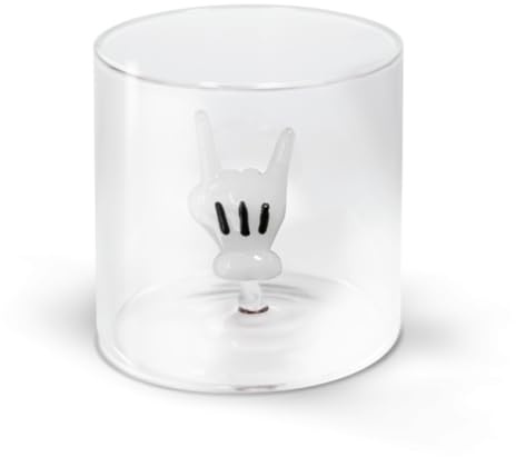 WD Lifestyle - Becher aus Borosilikatglas 250 ml mit Motiv aus farbigem Glas innen (Hand)