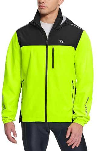 baleaf Fahrradjacke Herren Regenjacke Halsschutzjacke Wasserdicht Atmungsaktiv Wanderjacke Windbreaker Outdoor Jacken Leichte Windjacke Trekking Regenjacke Grün/Schwarz S