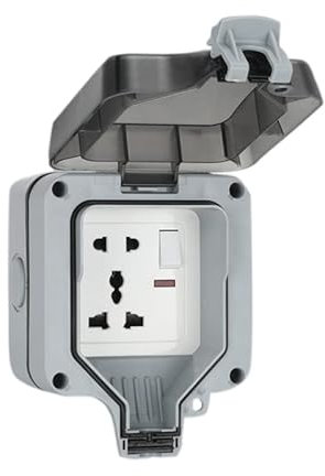 Outdoor Socket,IP66 Rated, Outdoor Weatherproof Power Electric Sockets for Garden & External Electrical Outlet,5 Holes UK Plug