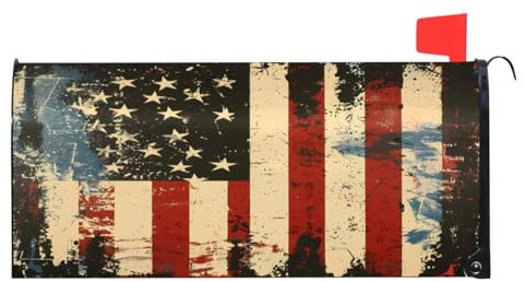 Mintoprints Copertura magnetica per cassetta delle lettere del 4 luglio con bandiera americana, copertura per cassetta delle lettere, decorazione per giardino, cortile, dimensioni standard, 45,7 x
