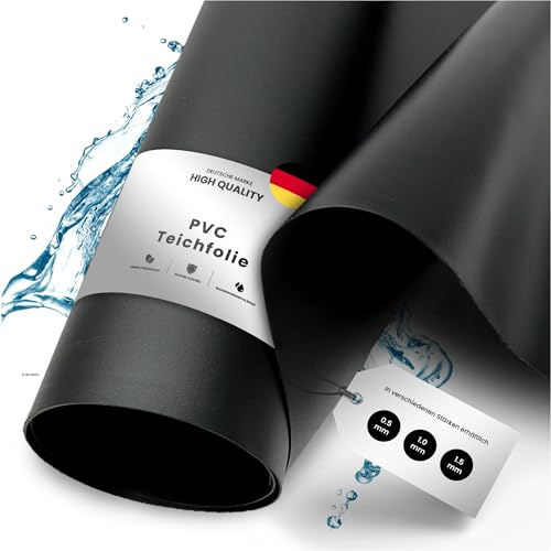 TeichVision - Premium PVC Teichfolie schwarz - Stärke 0,5 mm - 2 m x 11 m | PVC Folie schwarz auch geeignet als Hochbeet Folie wasserdicht