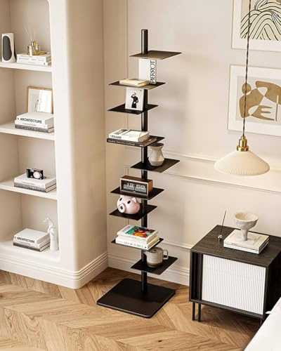 Bibliothèque Invisible à 9 Niveaux, Tour De Livre En Métal à Monter Soi-Même, étagère Verticale Nordique, Bibliothèque Sur Pied, étagère De Rangement à 9 Niveaux Pour La Maison Et Le Bureau,Black
