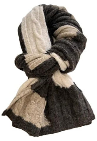 GIAYEU Gestrickter Schal, fester Wollschal for Männer und Frauen, Winter gestrickt, dick, warm, weich, Schalldämpfer for Männer und Frauen(Brown)