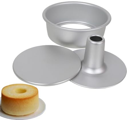 Teglia rotonda per torte in chiffon, rimovibile in lega di alluminio per uso alimentare, con fondo rimovibile, base rotonda, teglia per torte in chiffon per torte a strati, cheesecake, flan, torte di