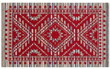BIANCHERIAWEB Teppich für Wohnzimmer, rutschfest, Bettvorleger für Schlafzimmer, Design: Kenya by Suardi, 115 x 175 cm, Rot