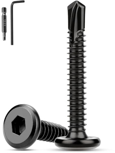 XRXYMQ 60 Pcs Self Tapping Screws Metal M5.5 x 50 mm Self Drilling Screws Flat Head Stainless Steel Screw Black Stainless Steel Tapping Screw For Aluminum Plastics Wood