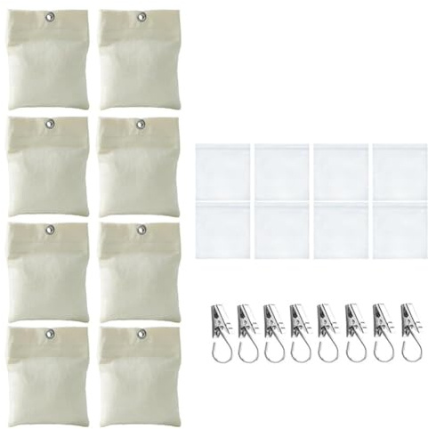 Confezione da 8 pesi per tende in tela da esterni, con morsetti in metallo, sacchi di sabbia da 425 g, per tende per gazebo, tovaglie, bandiere, design autoadesivo, bianco