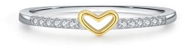 Ring Weißgold 375, Moissanite Ringe 9K Gold Herz Eingelegte Steine für Verlobung Hochzeit Größe 47 (15.0)