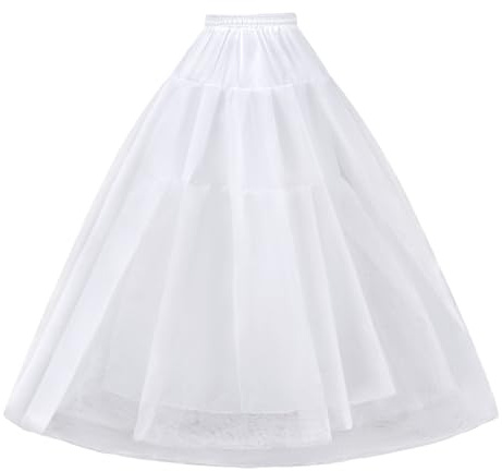 Kryozent Hoopless Petticoat Crinoline Underskirt Women's 4 Layers Tulle A-Line Slip Skirt for Wedding Prom Dress Quinceañera Ball Gown, White