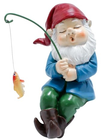 Wonder Fisherman Gnome Figures - Resin Fisherman Statues, Playful Garden Figures, Decorative Fishing Gnome Ornaments for Lawn, Patio, Stream, Garden or