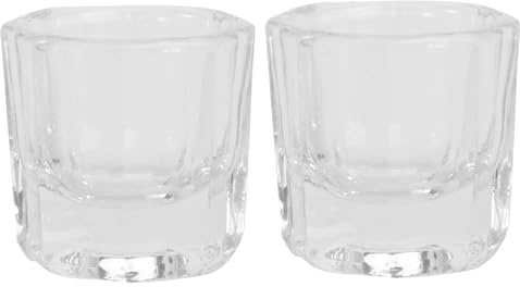 GALPADA 2pcs Manicure Glass Cups Liquid Tint Bowls Nail Styling Tool Without Cover for Nail Art and Salon Use
